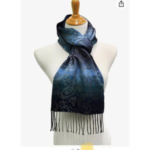 NWT Steve Madden Mid Weight Ombre‎ Blue Paisley Muffler Scarf